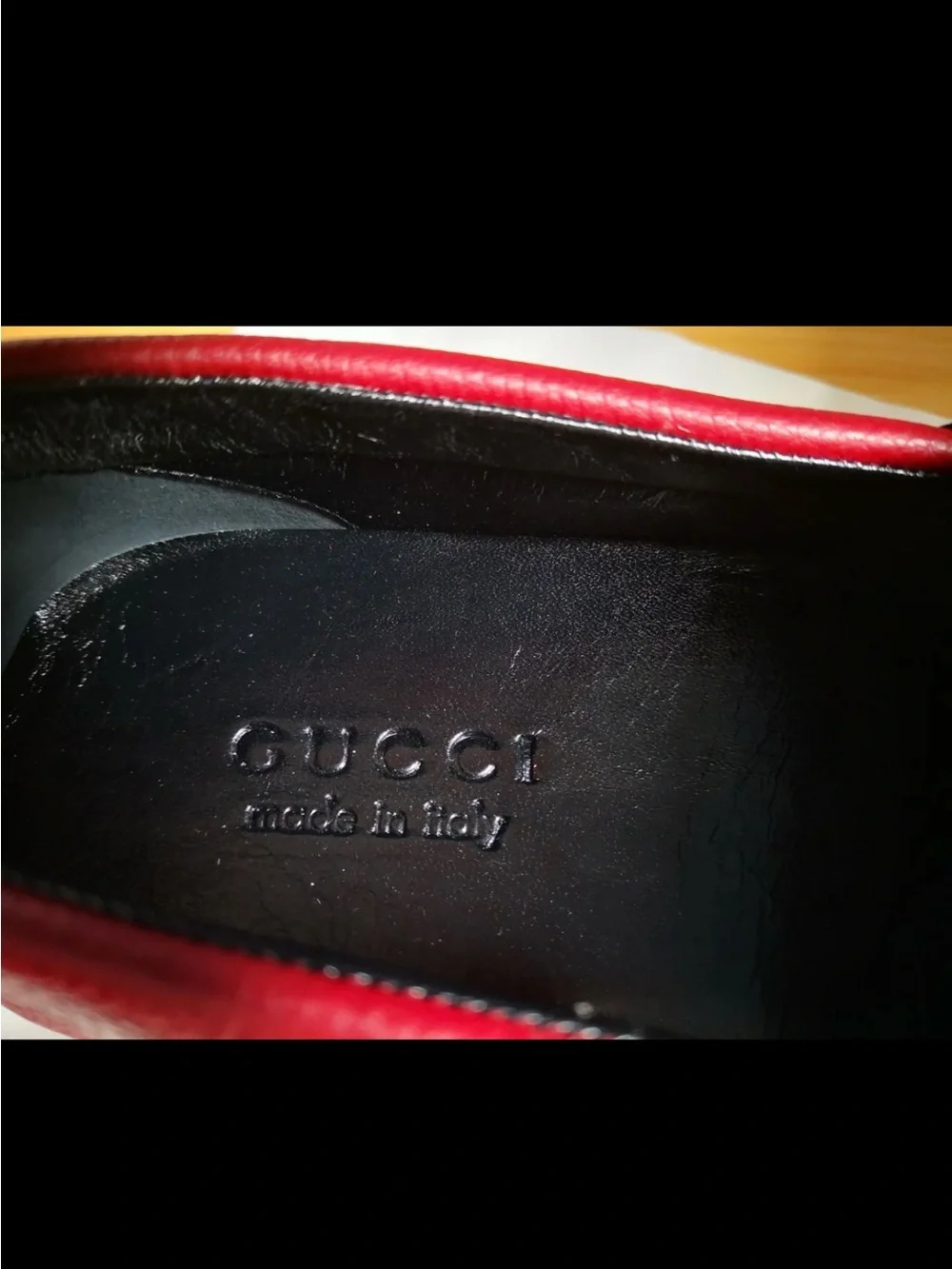 Gucci Red Pebbled Leather Slip-On Loafers for Men